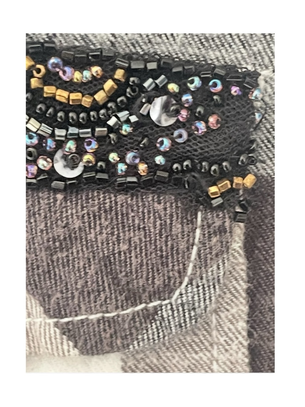 new LF Furst of a Kind 𖣴 Sequin Embellished Flannel Shirt 𖣴 Black Box Plaid 𖣴 OS - Picture 7 of 16